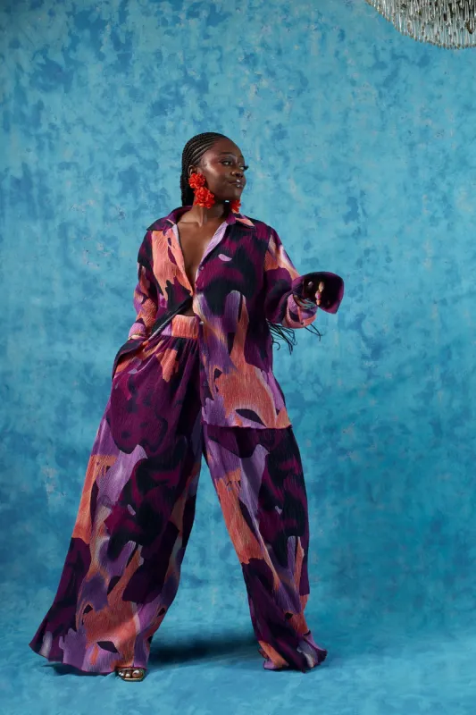 Mawuli Printed Plisse Set - Ife Print sold by Kai Collective