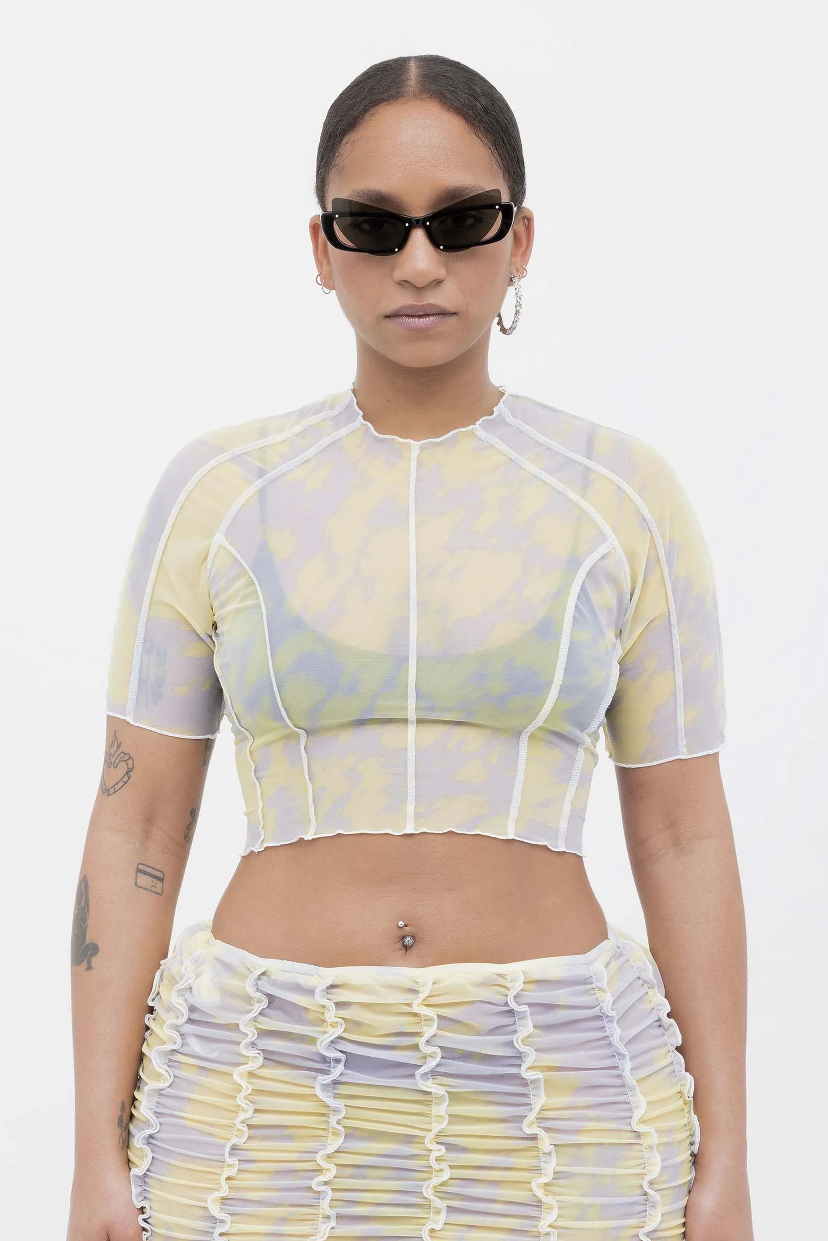 Printed Yellow & Grey Crop Top sold by Ester Manas product image thumbnail 2