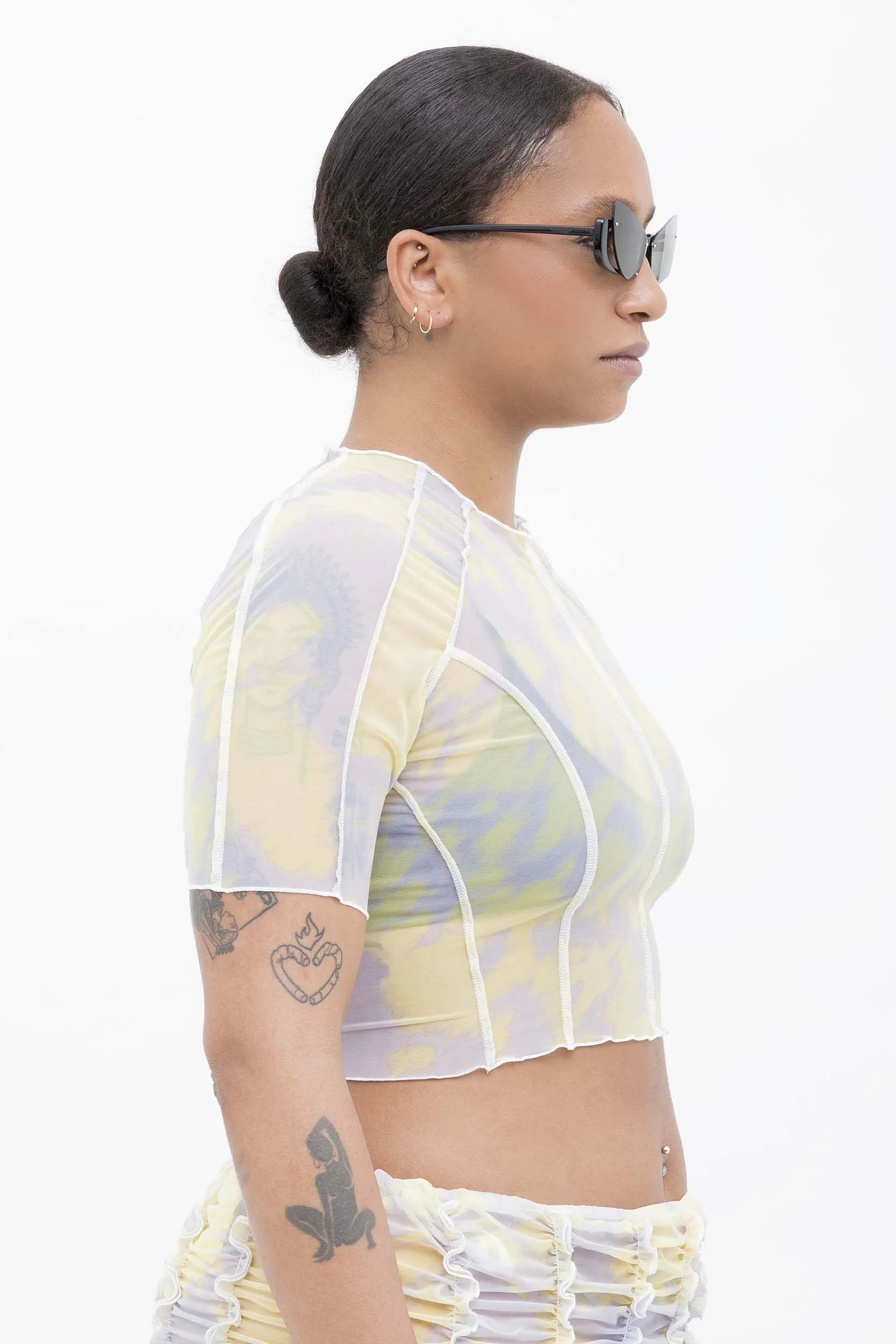 Printed Yellow & Grey Crop Top sold by Ester Manas product image thumbnail 3