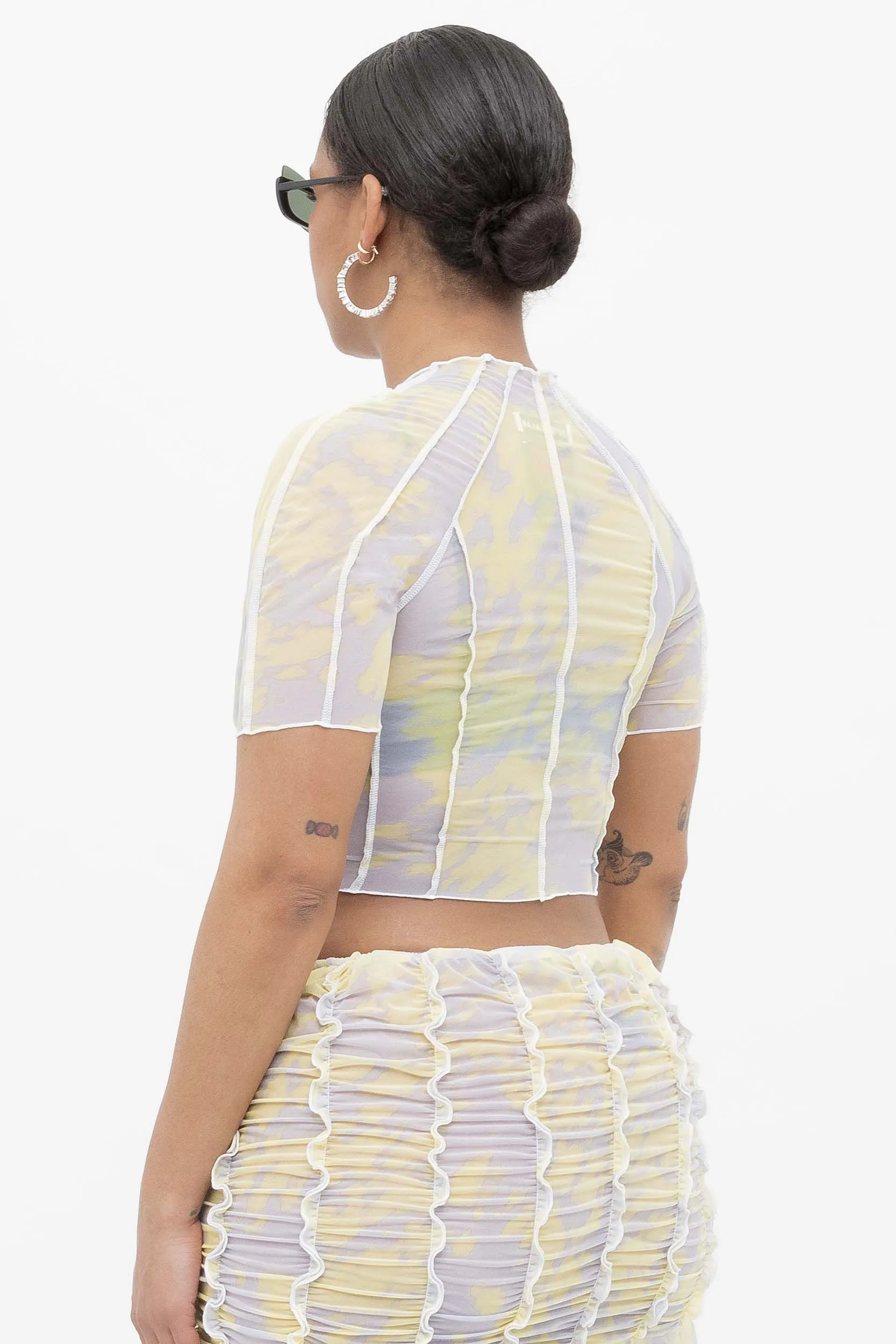 Printed Yellow & Grey Crop Top sold by Ester Manas product image thumbnail 4