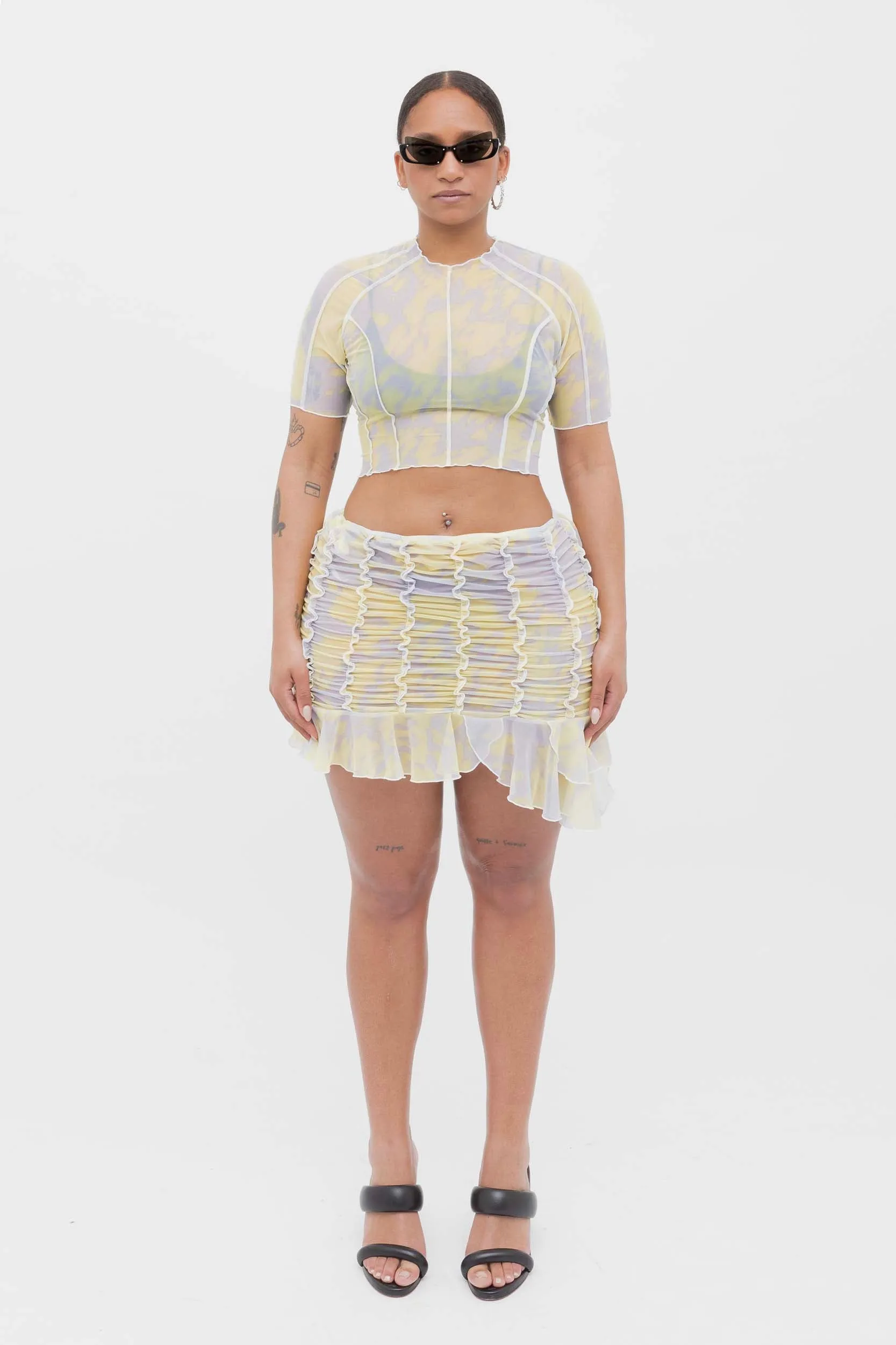 Mini Yellow & Grey Ruched Skirt sold by Ester Manas product image thumbnail 4