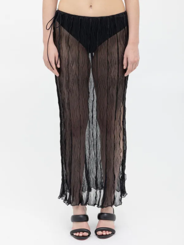 Black Crumpled Long Skirt sold by Ester Manas