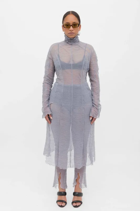Grey Crumpled Long Dress made by Ester Manas