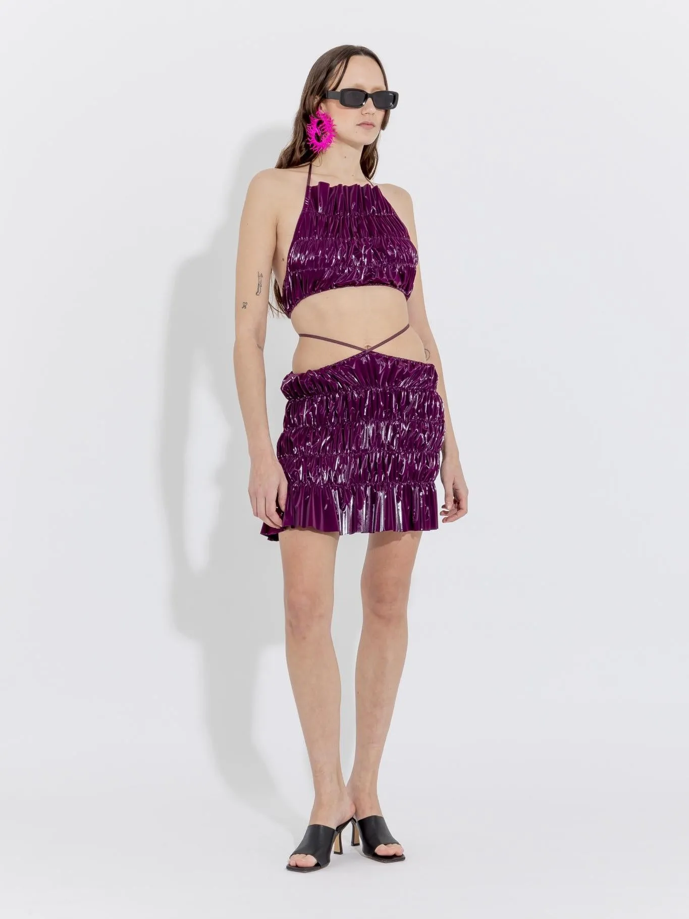 Burgundy Wind-Flower Crop Top sold by Ester Manas