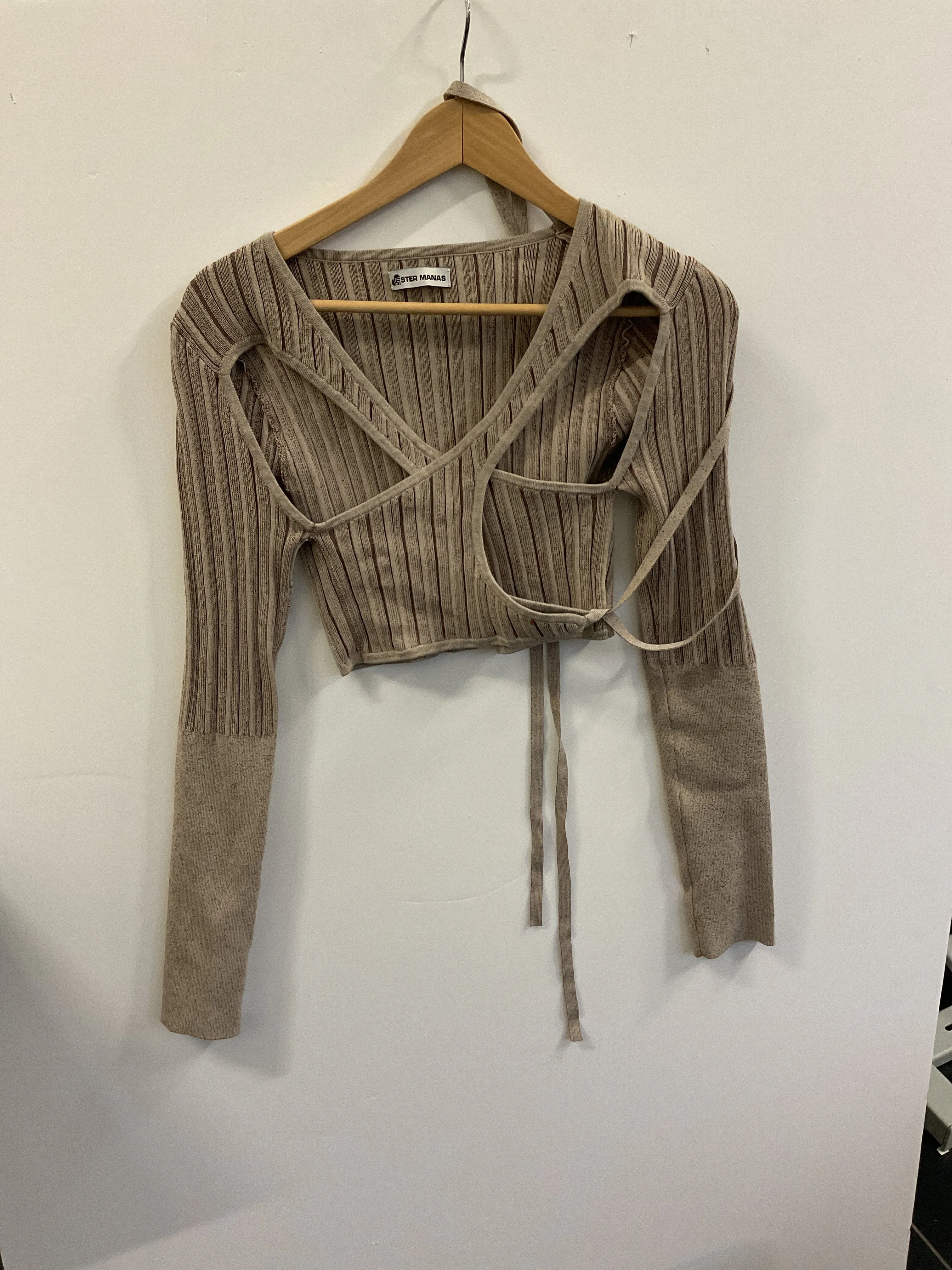 Beige & Brown Peephole Top sold by Ester Manas