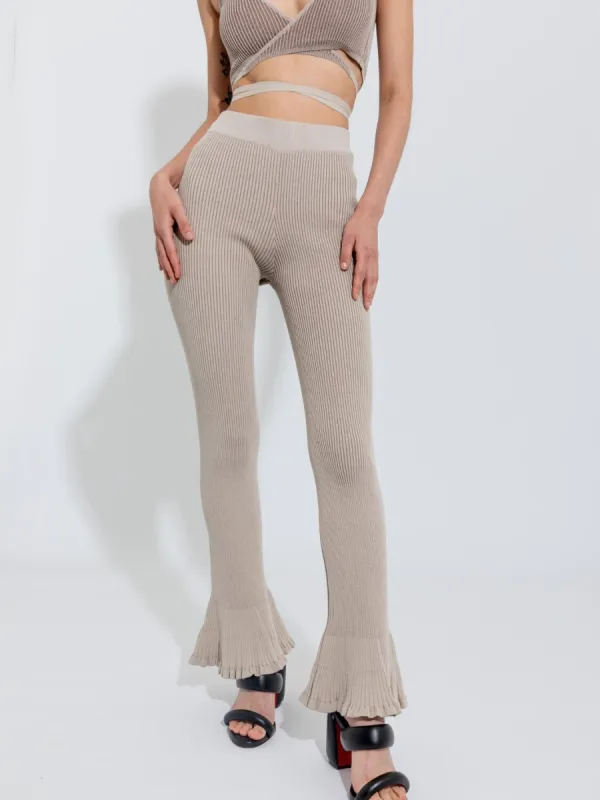 Beige and Brown Frilly Pants sold by Ester Manas