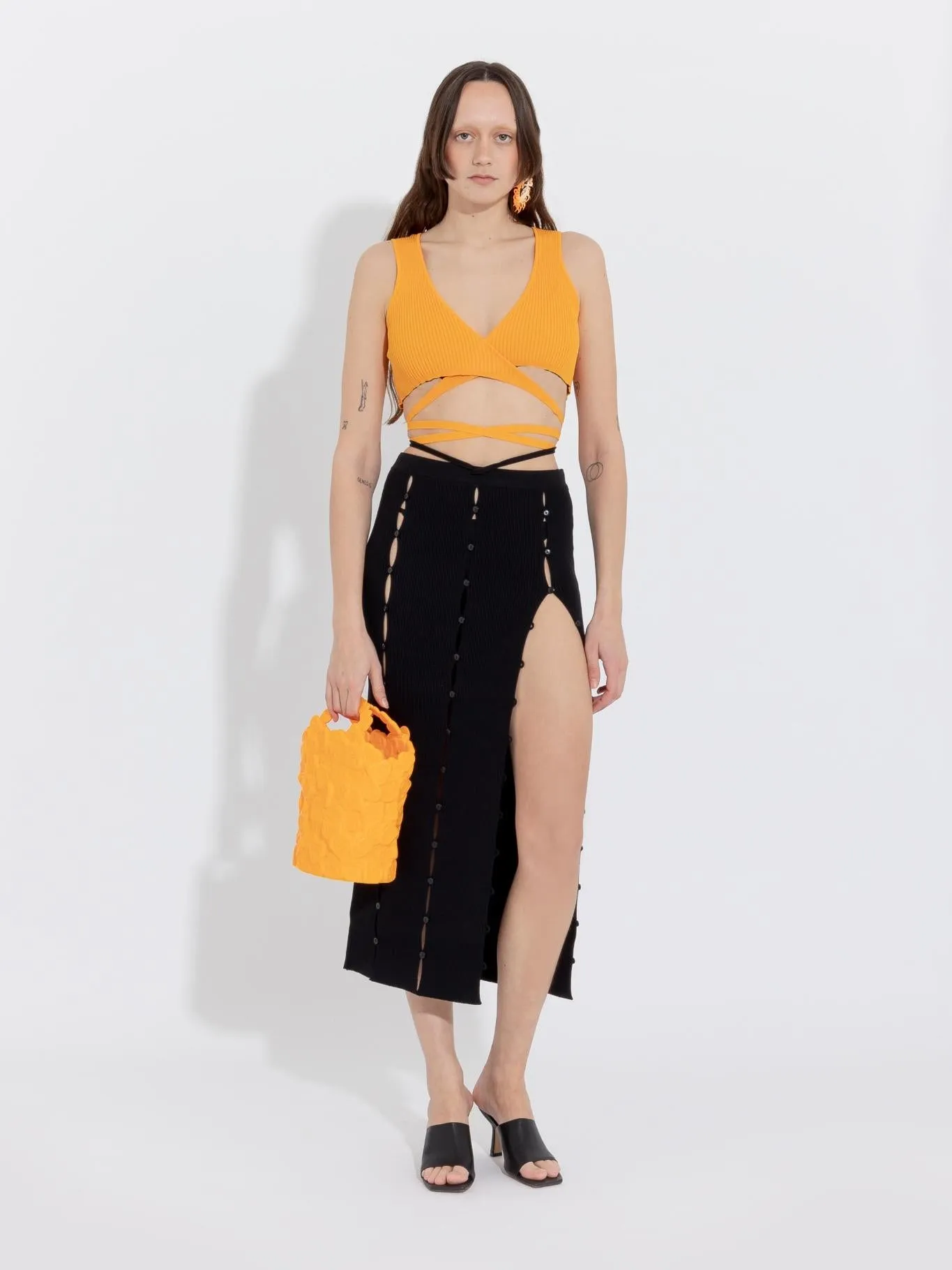 Orange Peephole Knit Bra sold by Ester Manas