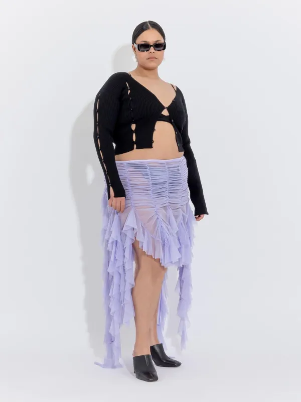 Lavande Waterfall Ruched Skirt sold by Ester Manas
