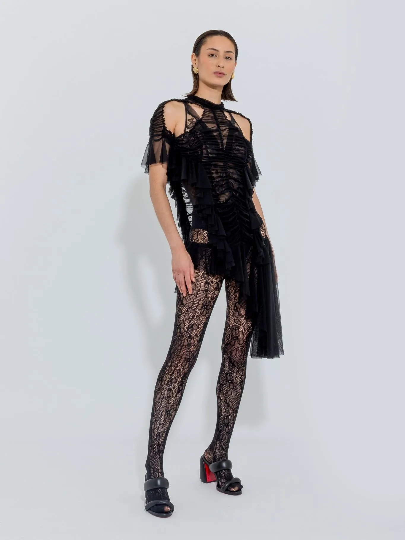 Black Ruched Low Waist Dress sold by Ester Manas