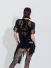 Black Ruched Low Waist Dress sold by Ester Manas