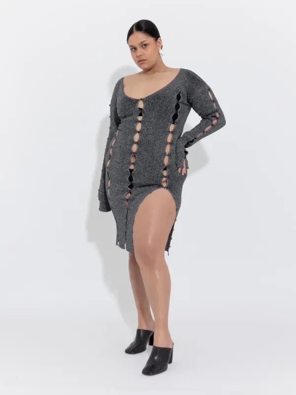 Black Lurex Multi Buttons Knit Dress sold by Ester Manas