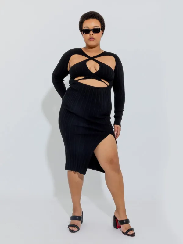 Black Peephole Wrap Dress sold by Ester Manas