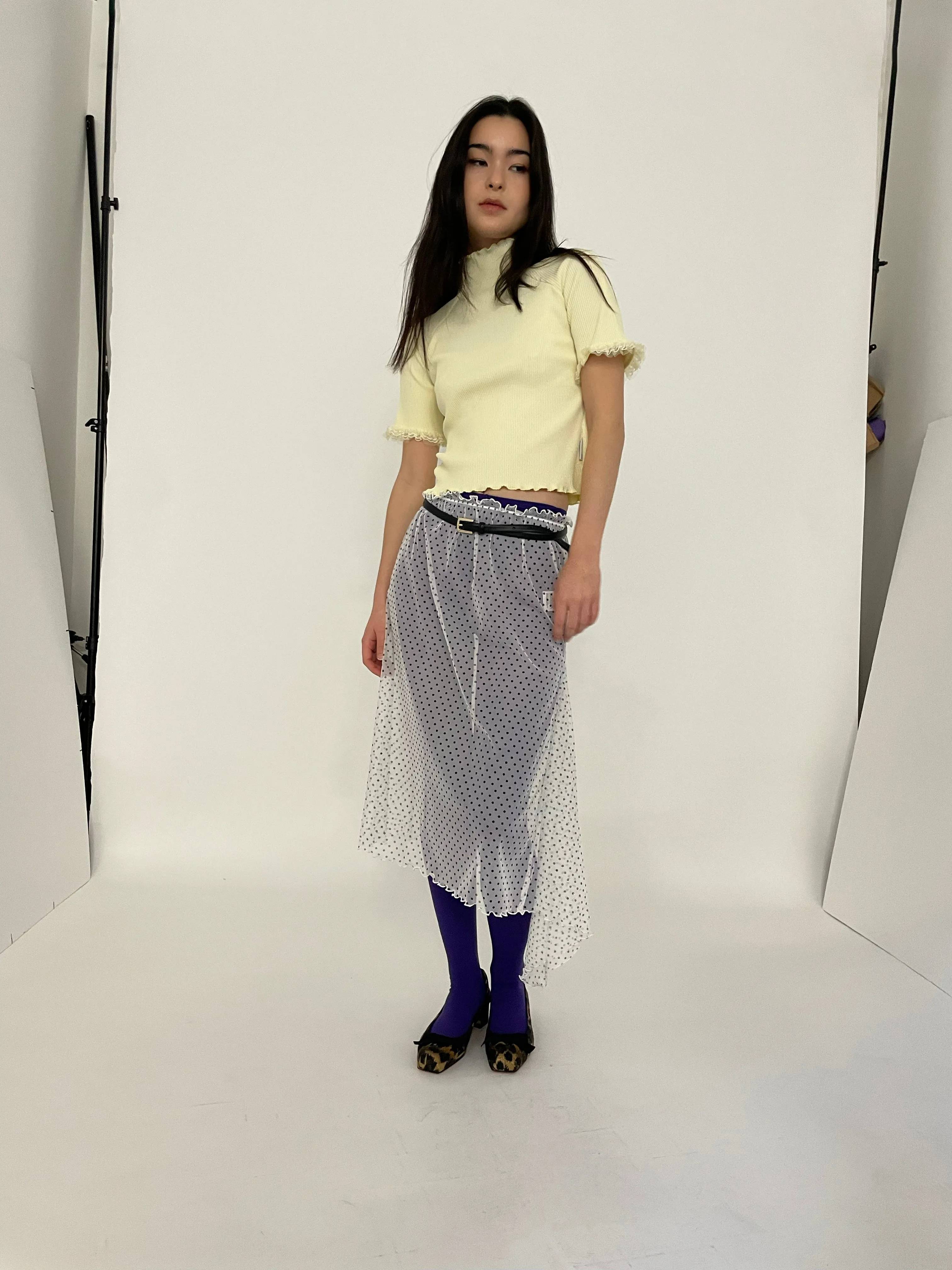 White Polka Dots Asymmetric Skirt sold by Ester Manas product image thumbnail 5