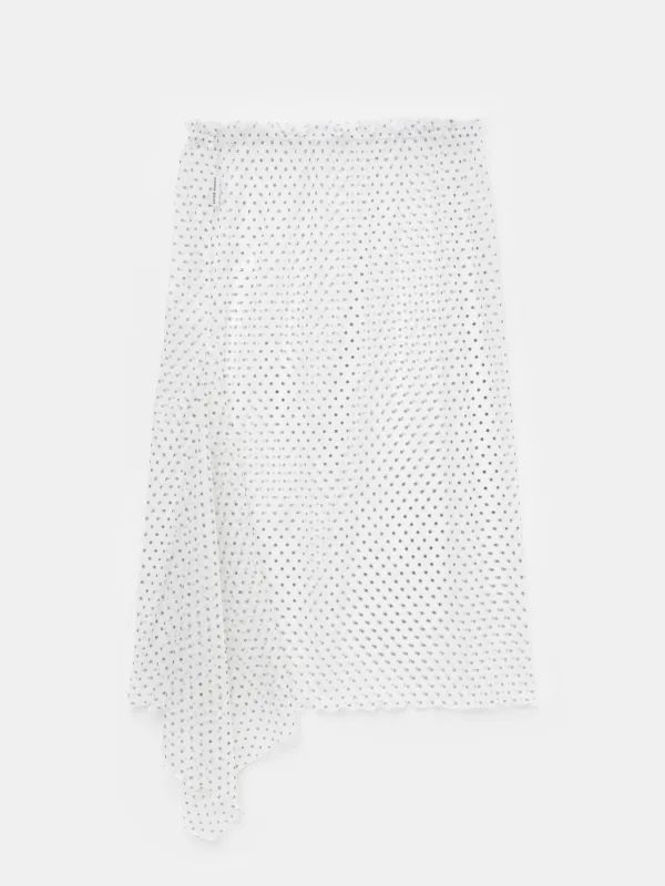 White Polka Dots Asymmetric Skirt sold by Ester Manas
