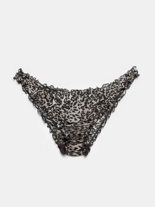 Black & Taupe Leopard Ruffled Panties sold by Ester Manas