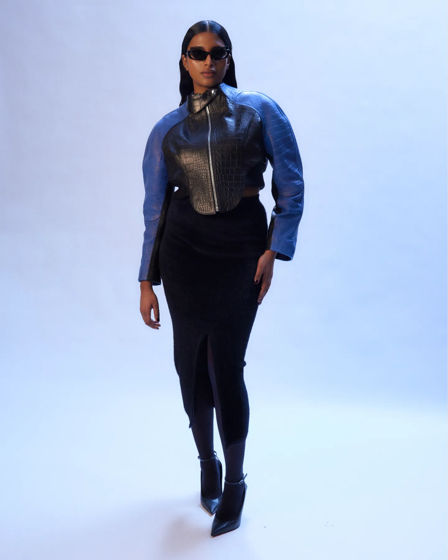 Black & Blue leather Biker sold by Ester Manas