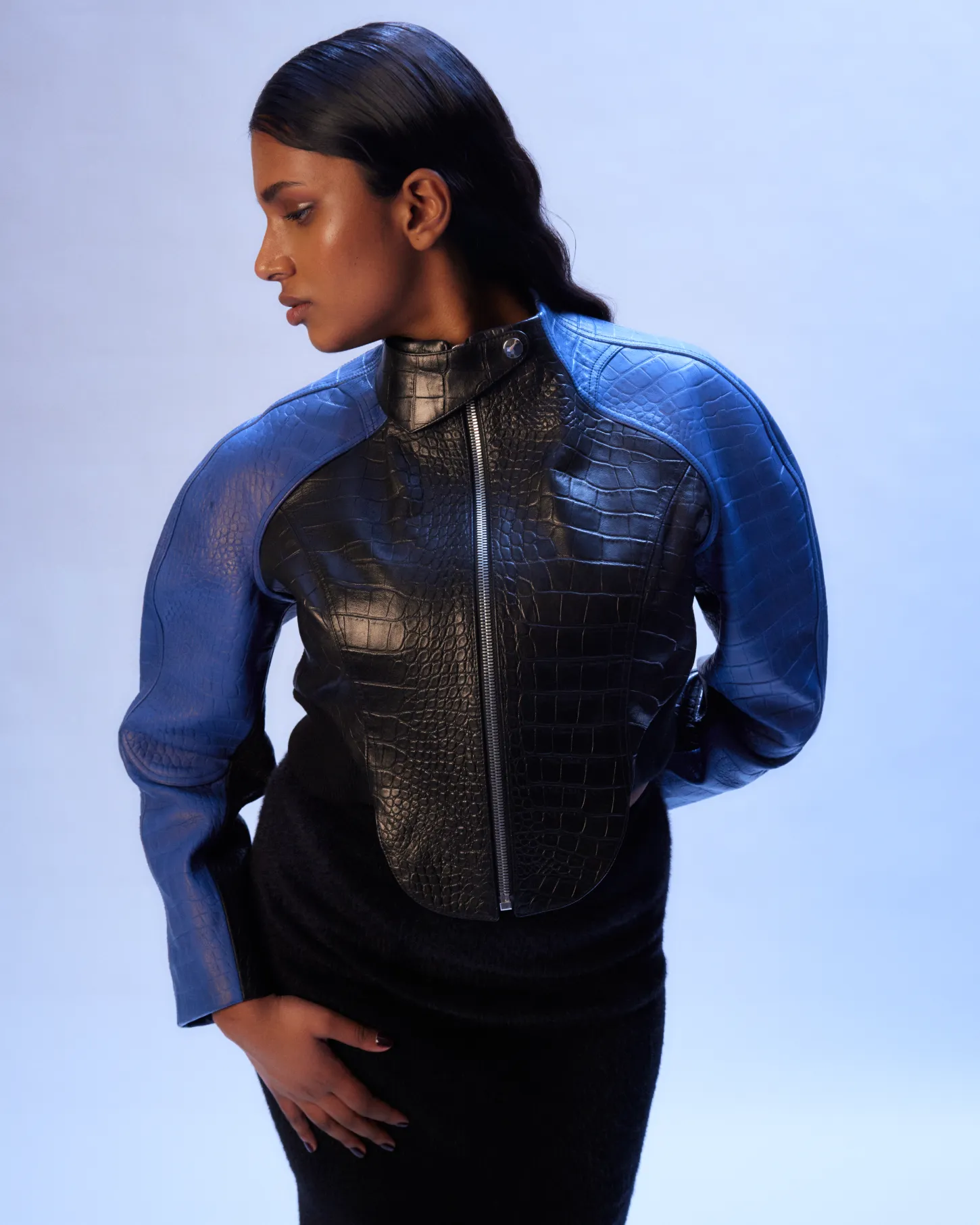 Black & Blue leather Biker sold by Ester Manas product image thumbnail 3