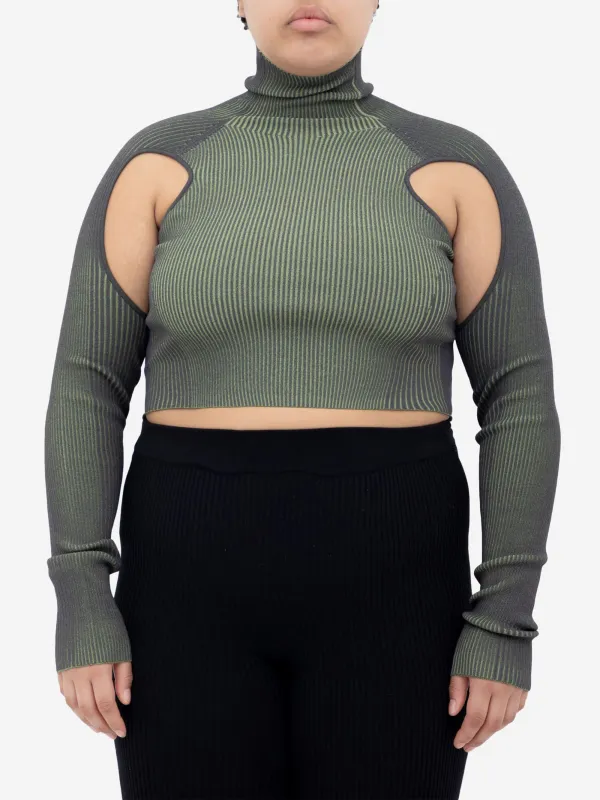 Dark Green Peephole Top sold by Ester Manas