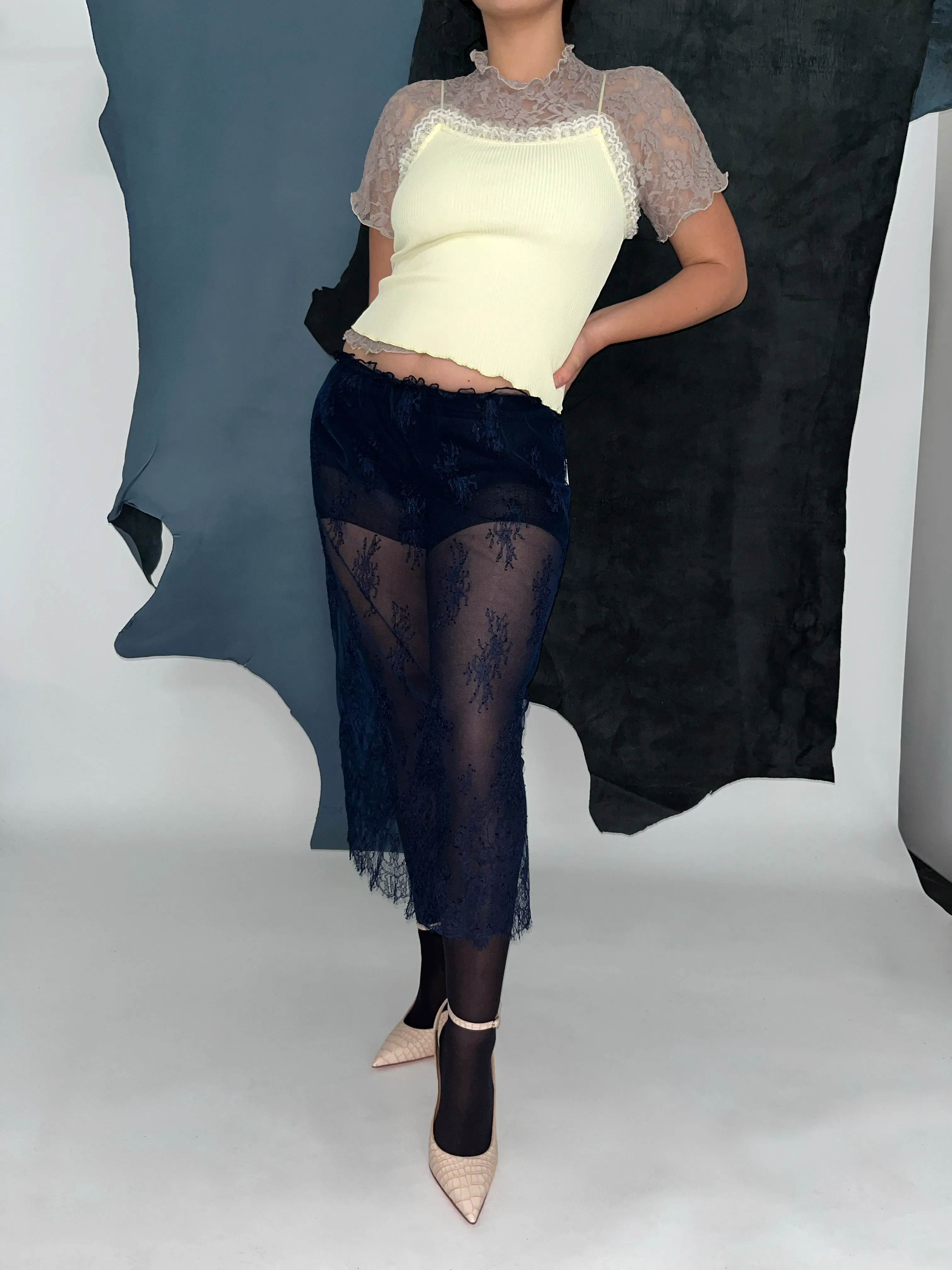 Navy Floral Lace Skirt sold by Ester Manas product image thumbnail 2