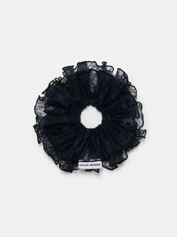 Navy Lace Scrunchie made by Ester Manas