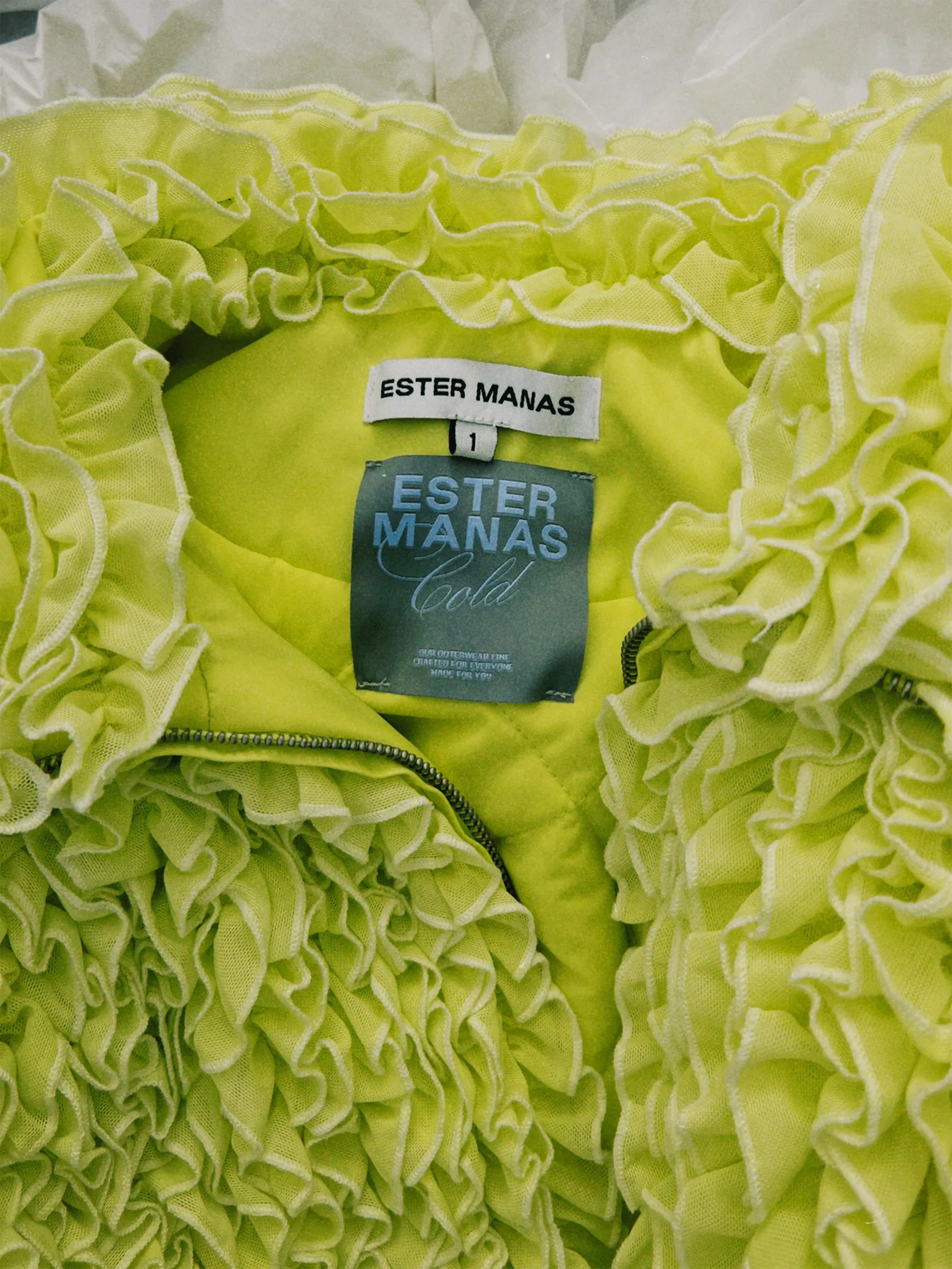 SS25 Look 11 – Yellow Ruffled Cropped Jacket sold by Ester Manas product image thumbnail 2