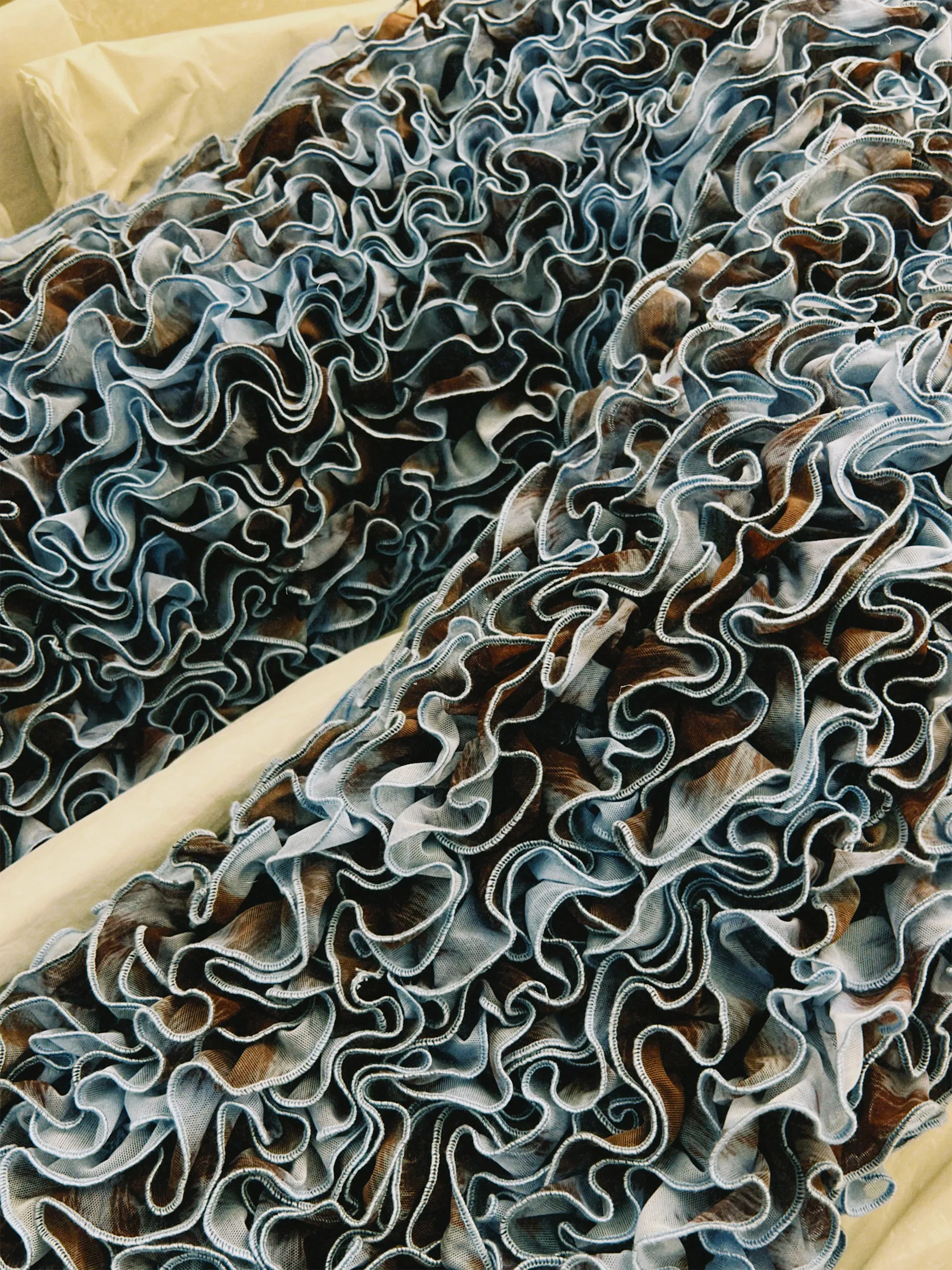 SS25 Sample – Blue & Brown Ruffled Trousers sold by Ester Manas product image thumbnail 3