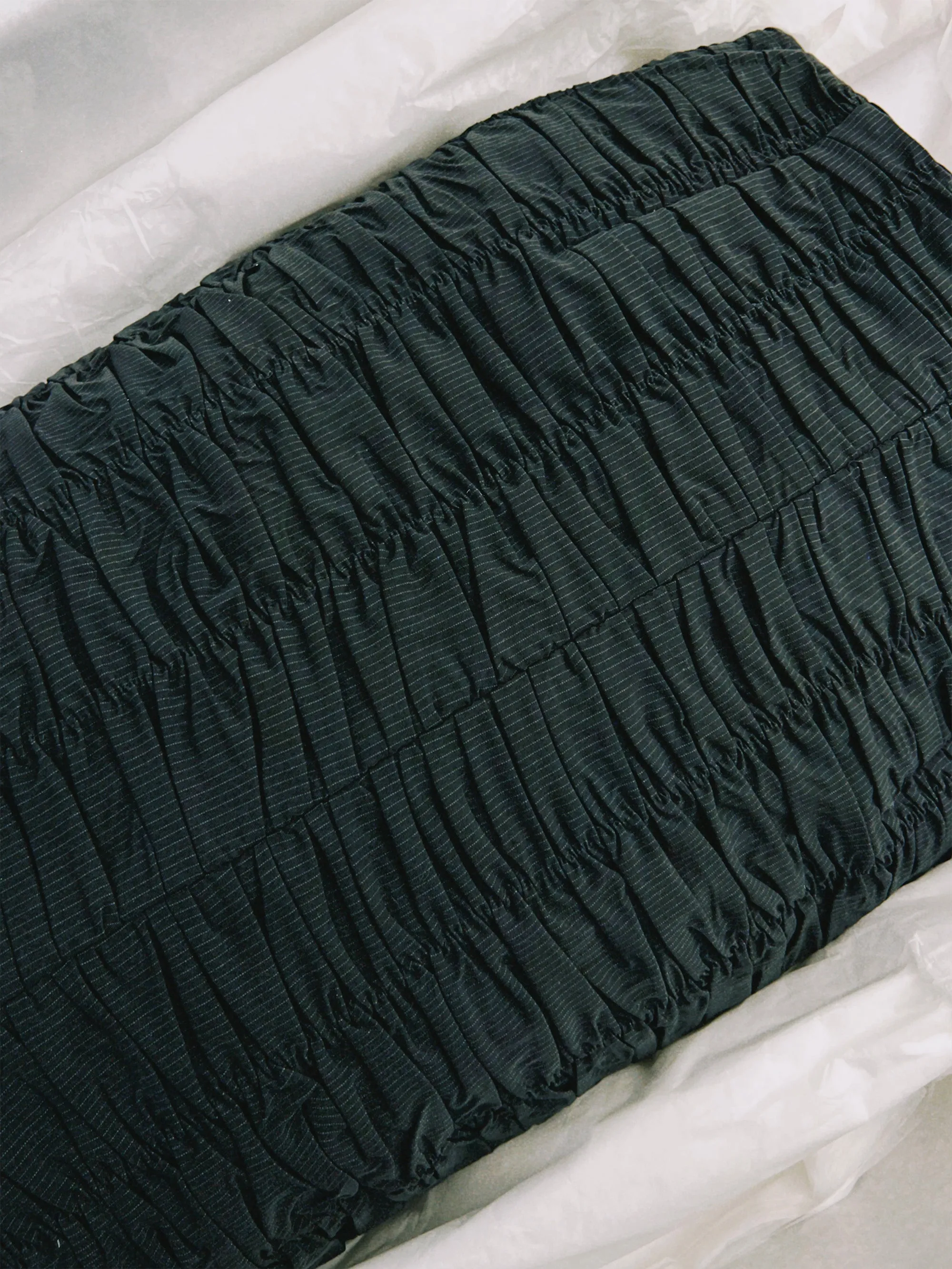 SS25 Look 02 – Pinstripe Ruched Pencil Skirt sold by Ester Manas product image thumbnail 3