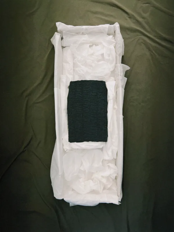 SS25 Look 02 – Pinstripe Ruched Pencil Skirt made by Ester Manas