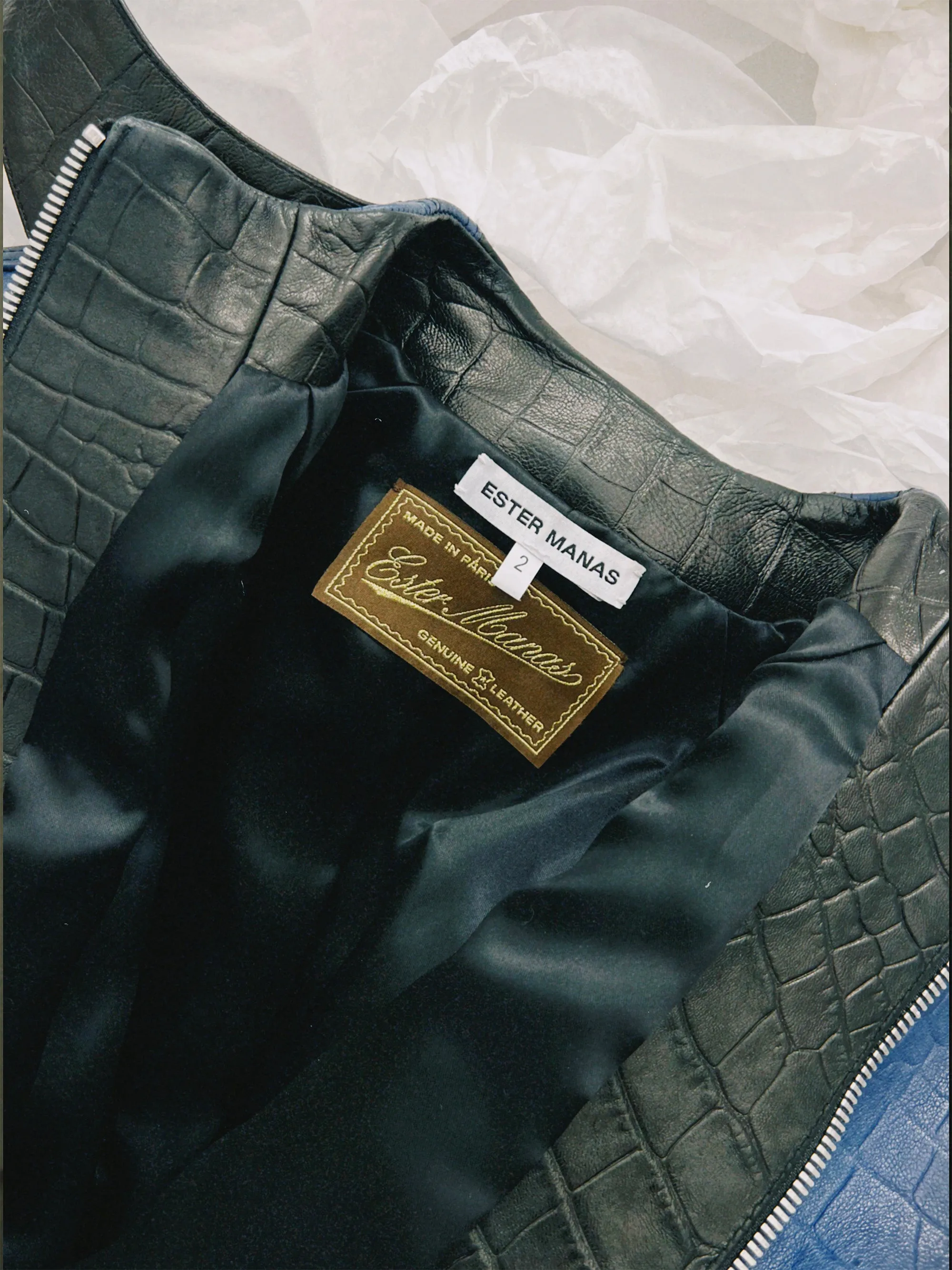 SS24 Look 02 – Crocodile-Embossed Leather Bomber sold by Ester Manas product image thumbnail 2