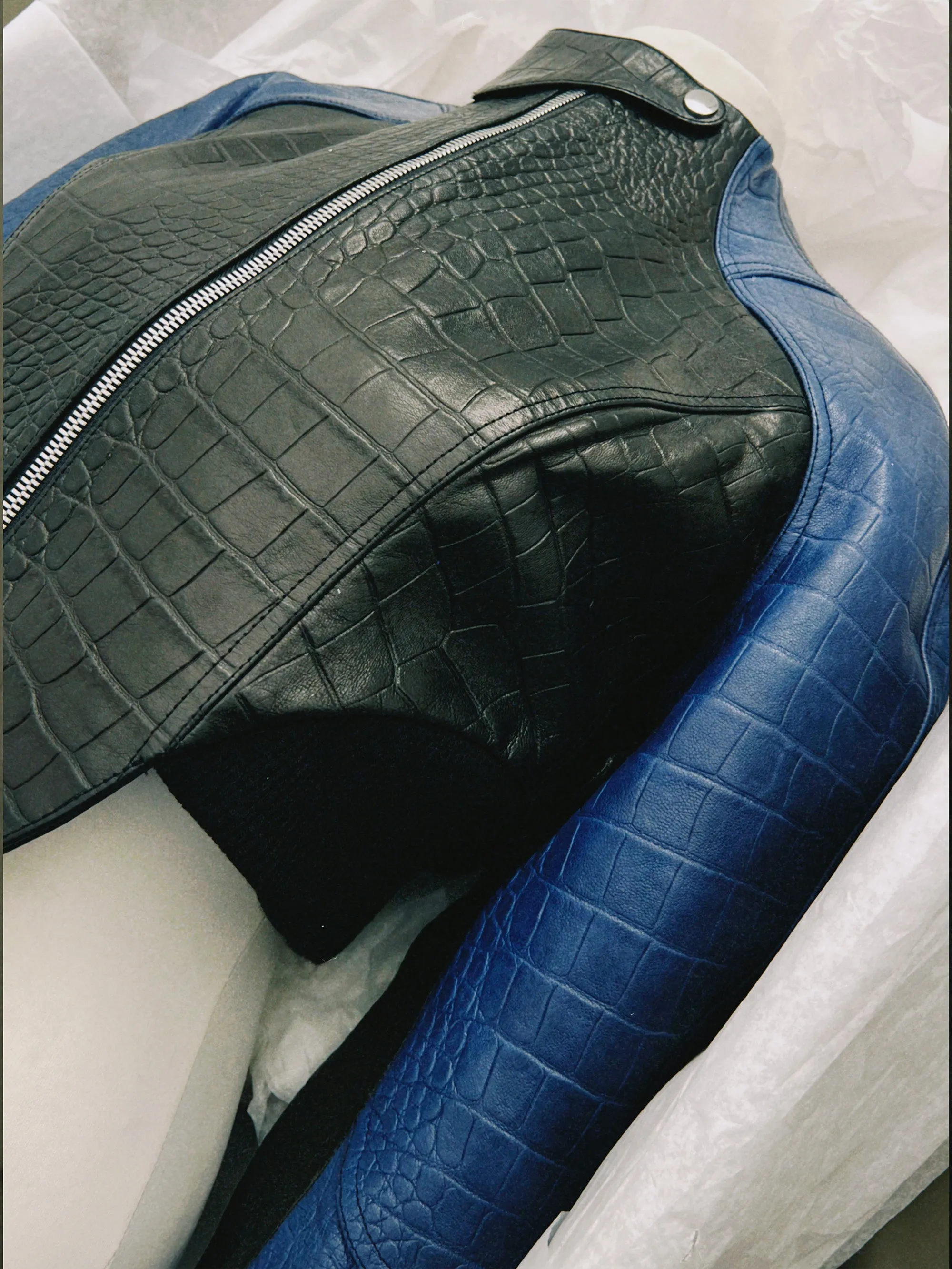 SS24 Look 02 – Crocodile-Embossed Leather Bomber sold by Ester Manas product image thumbnail 3