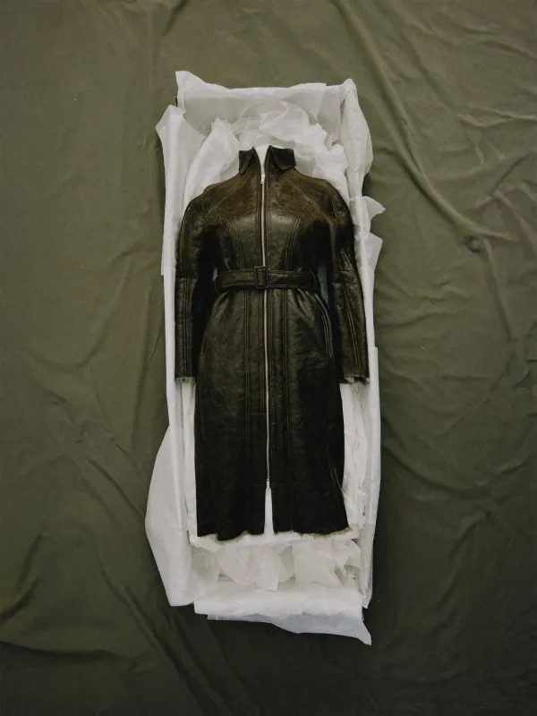 Unique Sample Andam Fashion Award – Distressed Leather Shearling Trench Coat made by Ester Manas