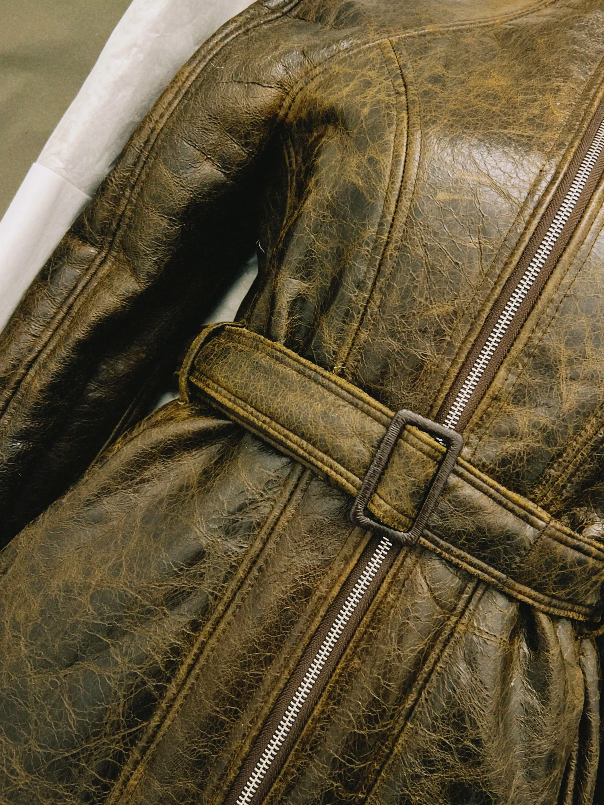 Unique Sample Andam Fashion Award – Distressed Leather Shearling Trench Coat sold by Ester Manas product image thumbnail 3