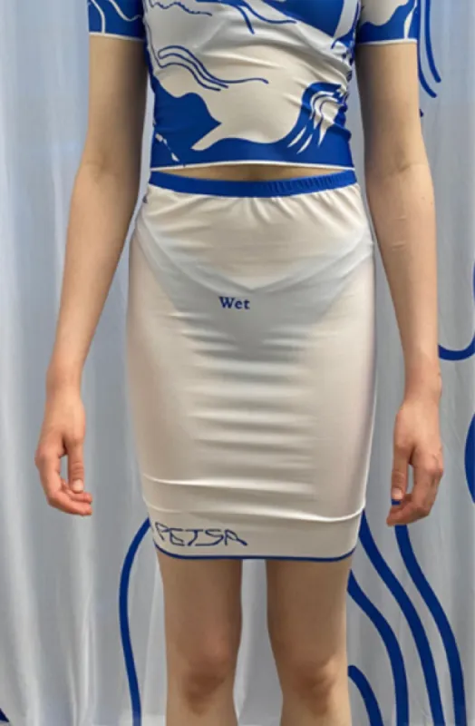 Wet Script Mini Skirt sold by Di Petsa