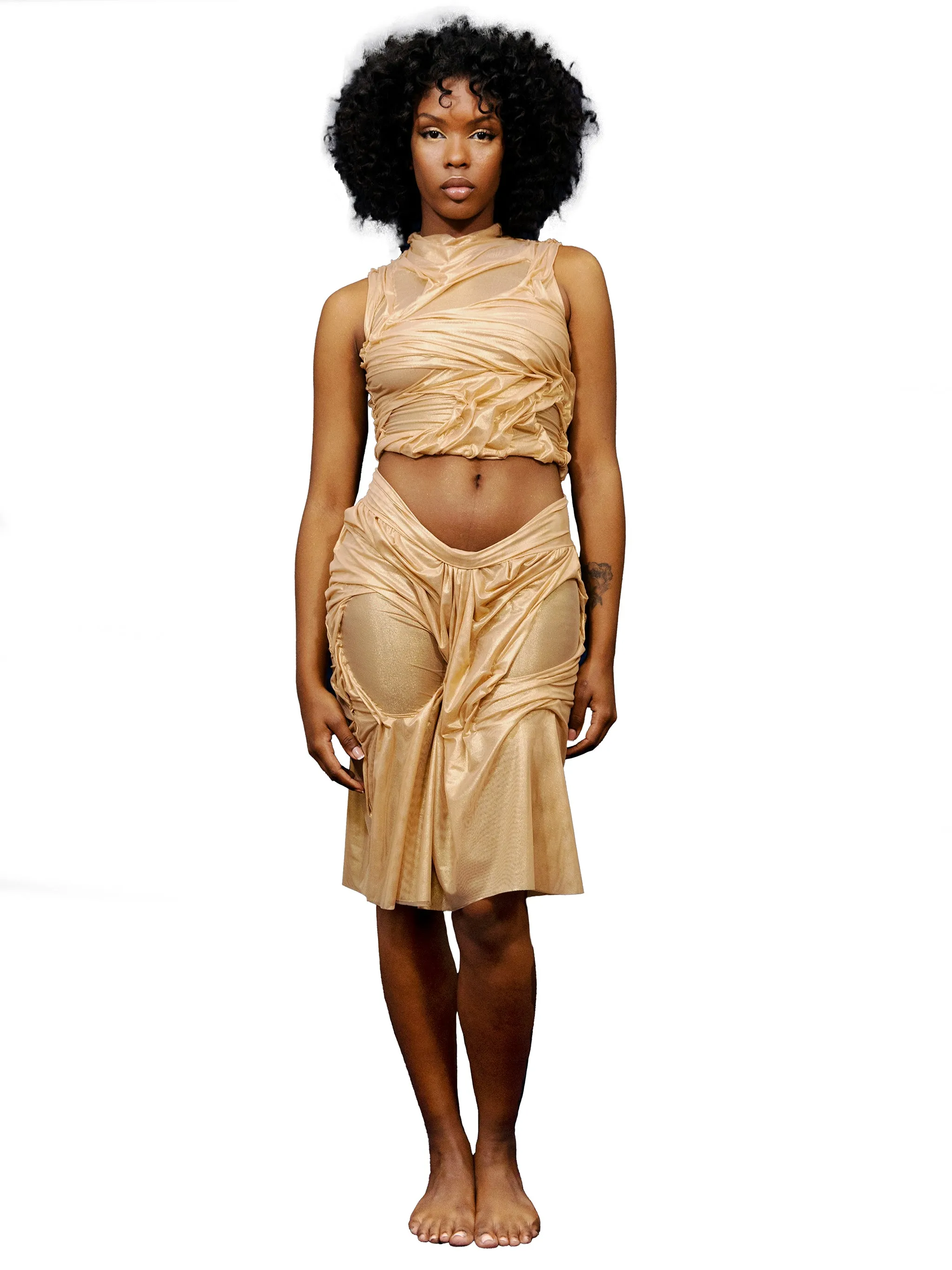 Gold Wetlook High neck Top sold by Di Petsa product image thumbnail 2