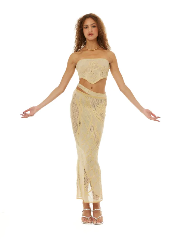 Birthing Venus Knit Skirt Gold sold by Di Petsa