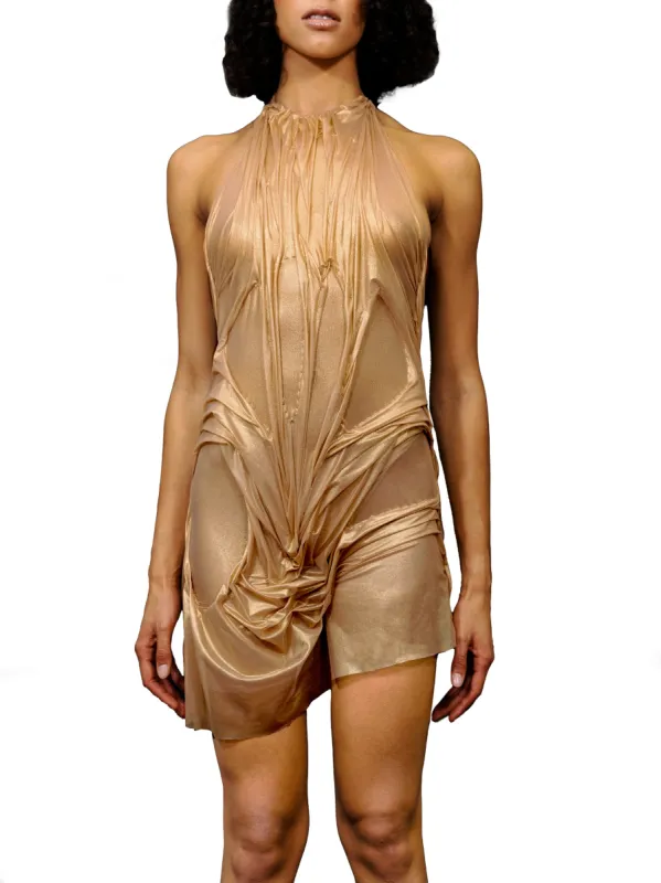 Gold Wetlook Mini Dress sold by Di Petsa