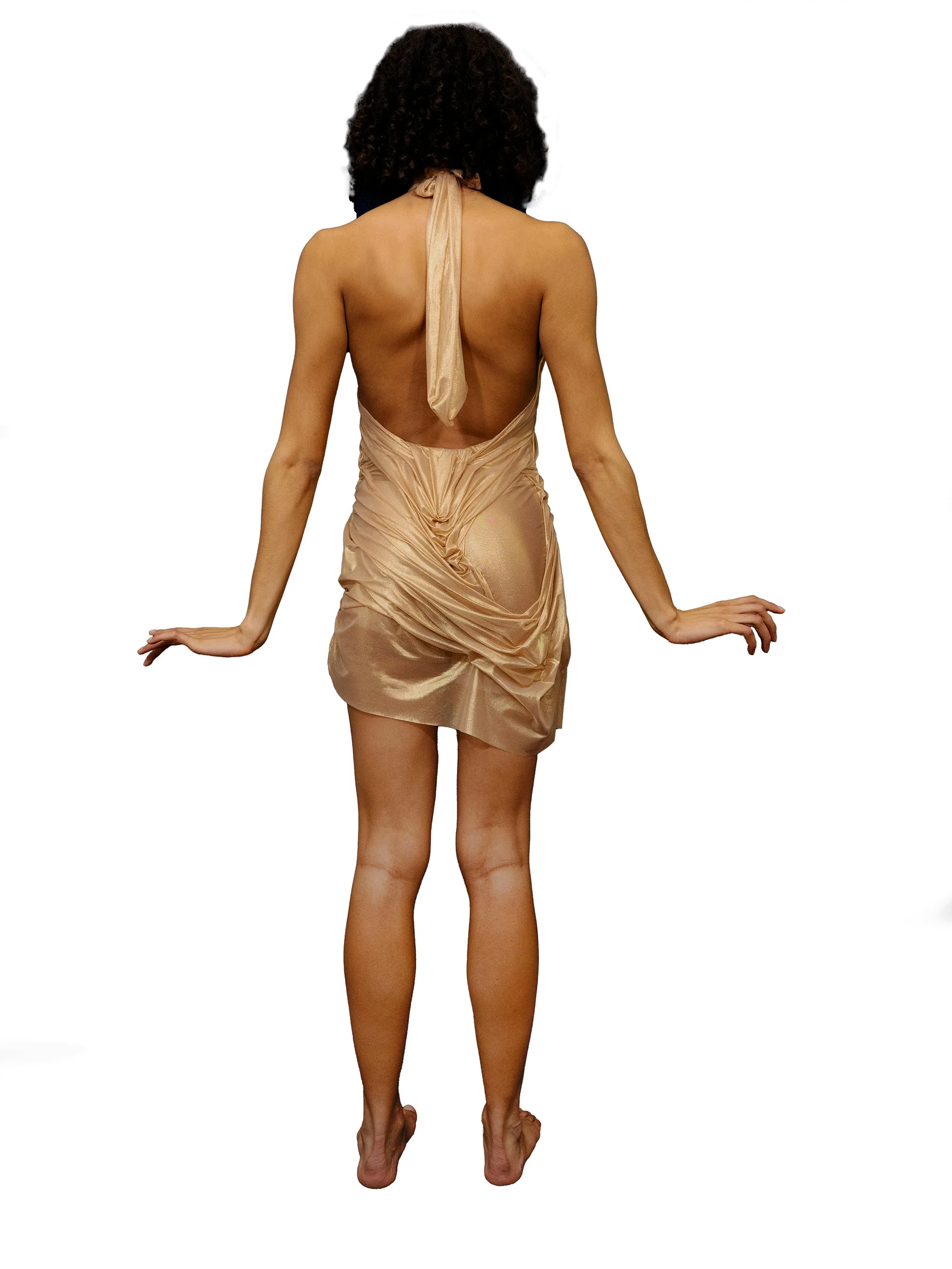 Gold Wetlook Mini Dress sold by Di Petsa product image thumbnail 4