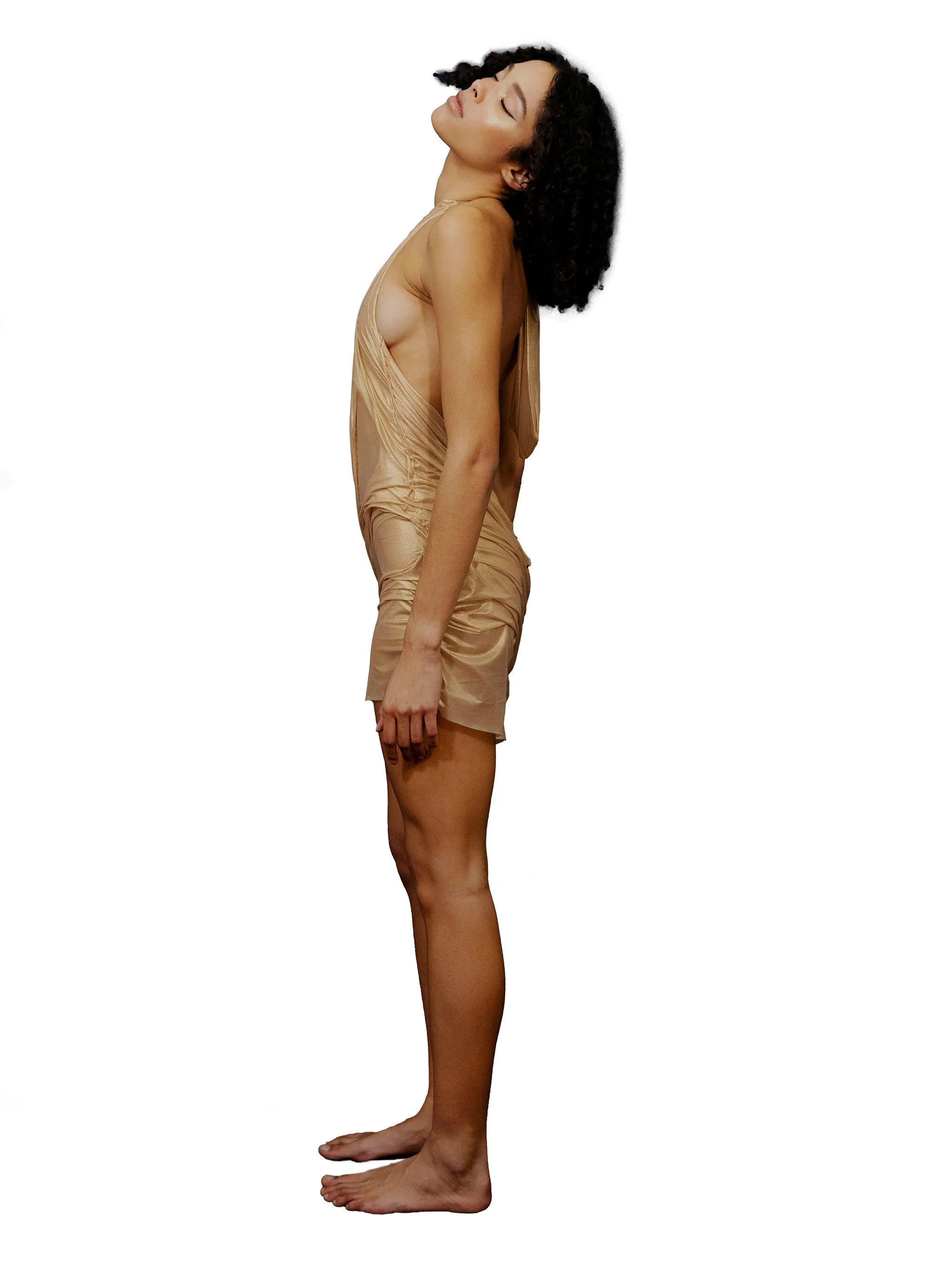 Gold Wetlook Mini Dress sold by Di Petsa product image thumbnail 5
