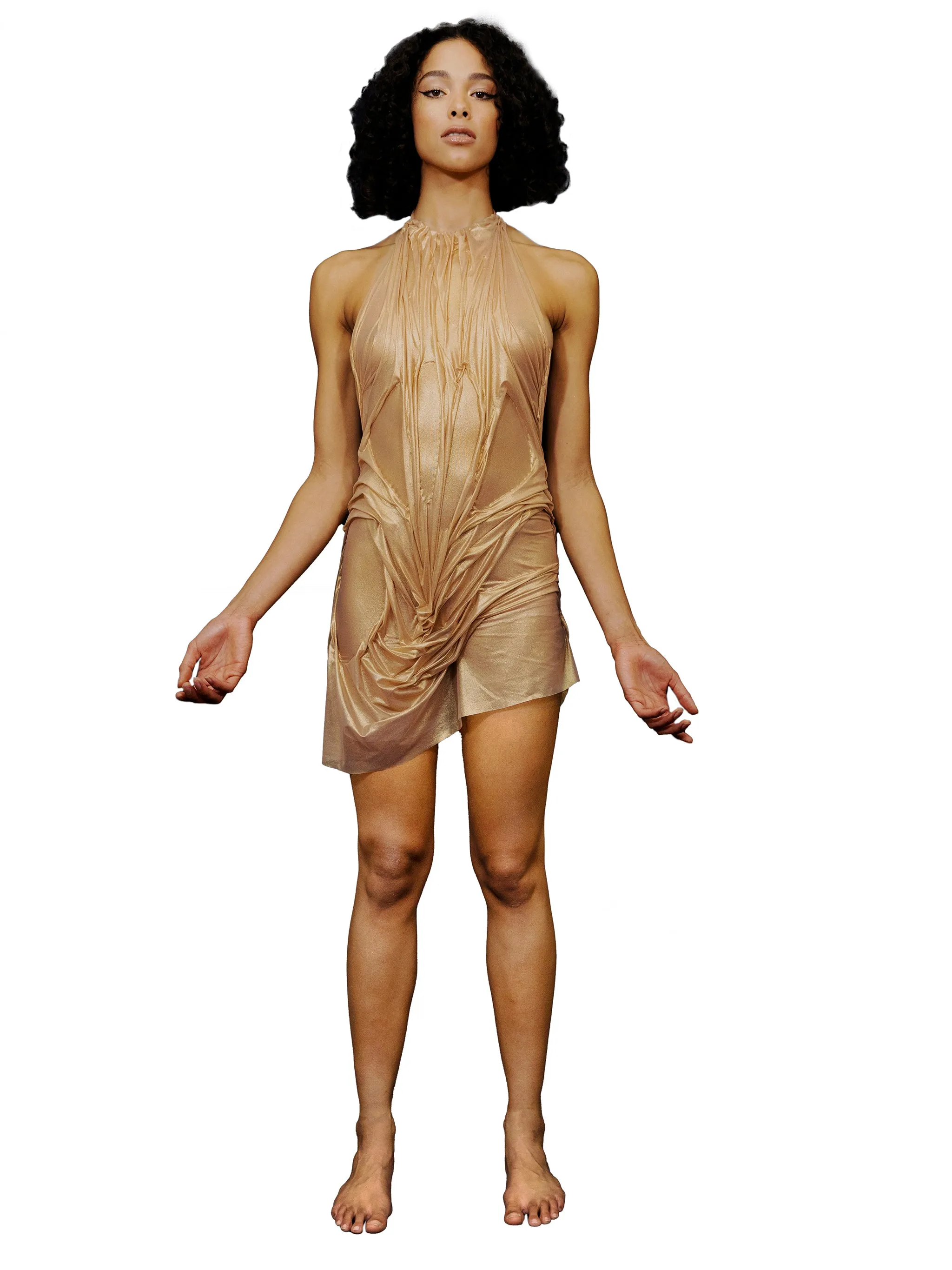 Gold Wetlook Mini Dress sold by Di Petsa product image thumbnail 2