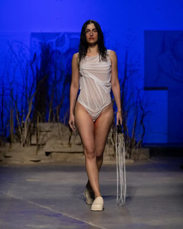 Draped Wetlook  Swimsuit White made by Di Petsa