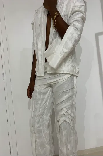 Textured Linen Trousers sold by Di Petsa product image thumbnail 2