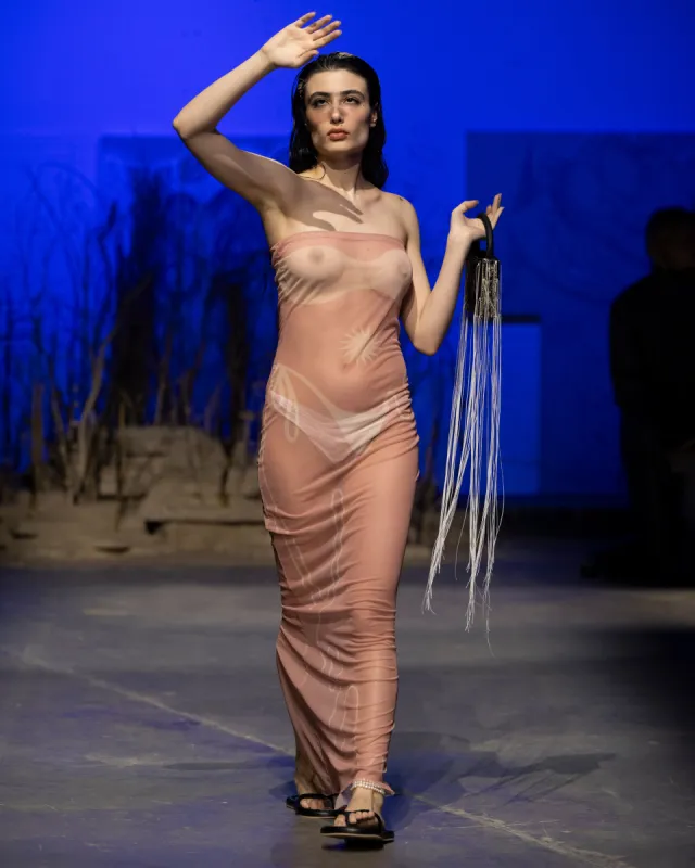 Tan Lines Long Mesh Dress made by Di Petsa