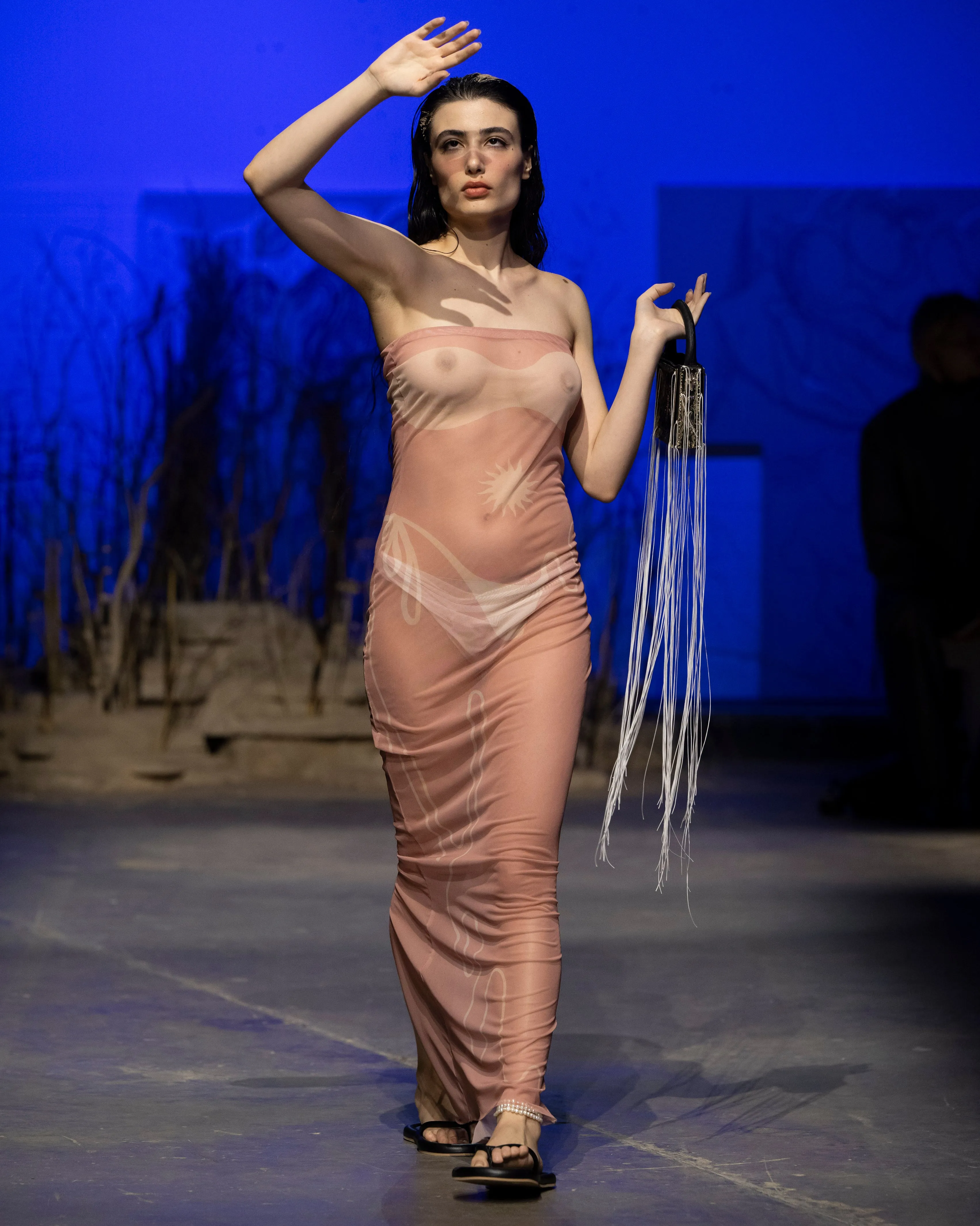 Tan Lines Long Mesh Dress sold by Di Petsa
