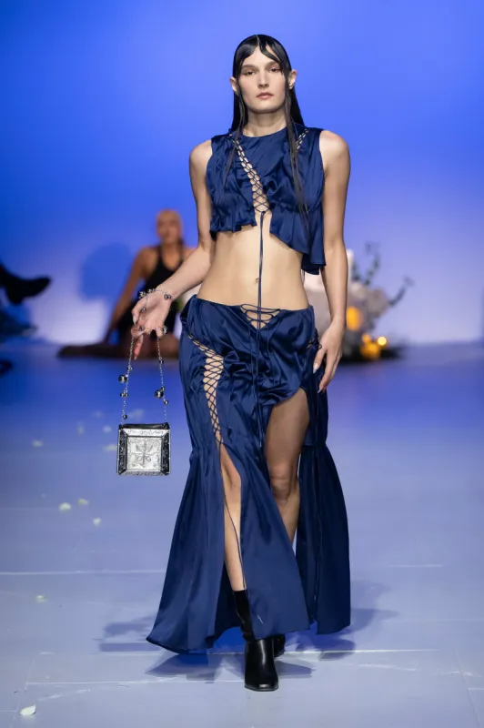 Silk Fragments Long Skirt made by Di Petsa