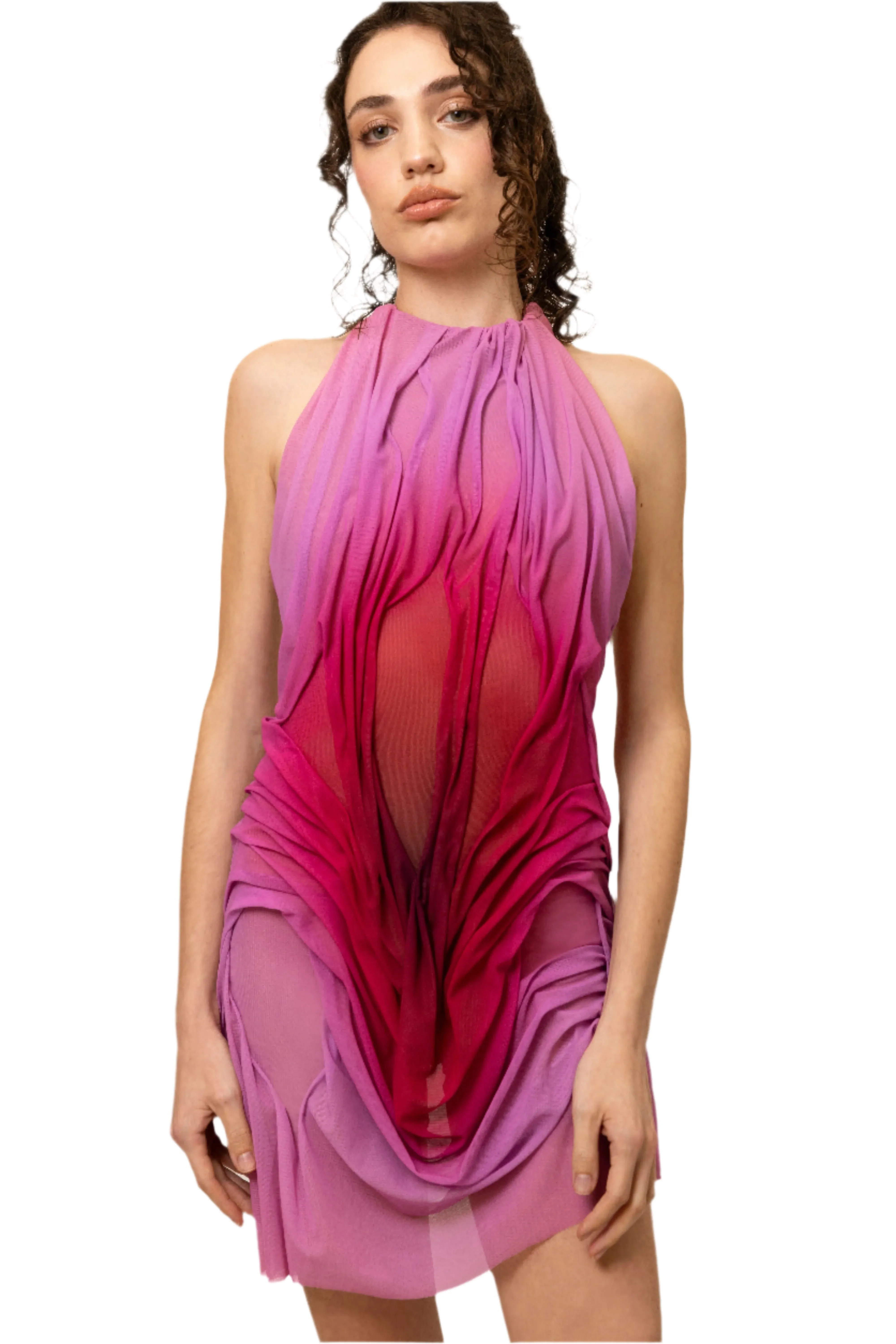 Sunset Gradient Wetlook Mini Dress sold by Di Petsa