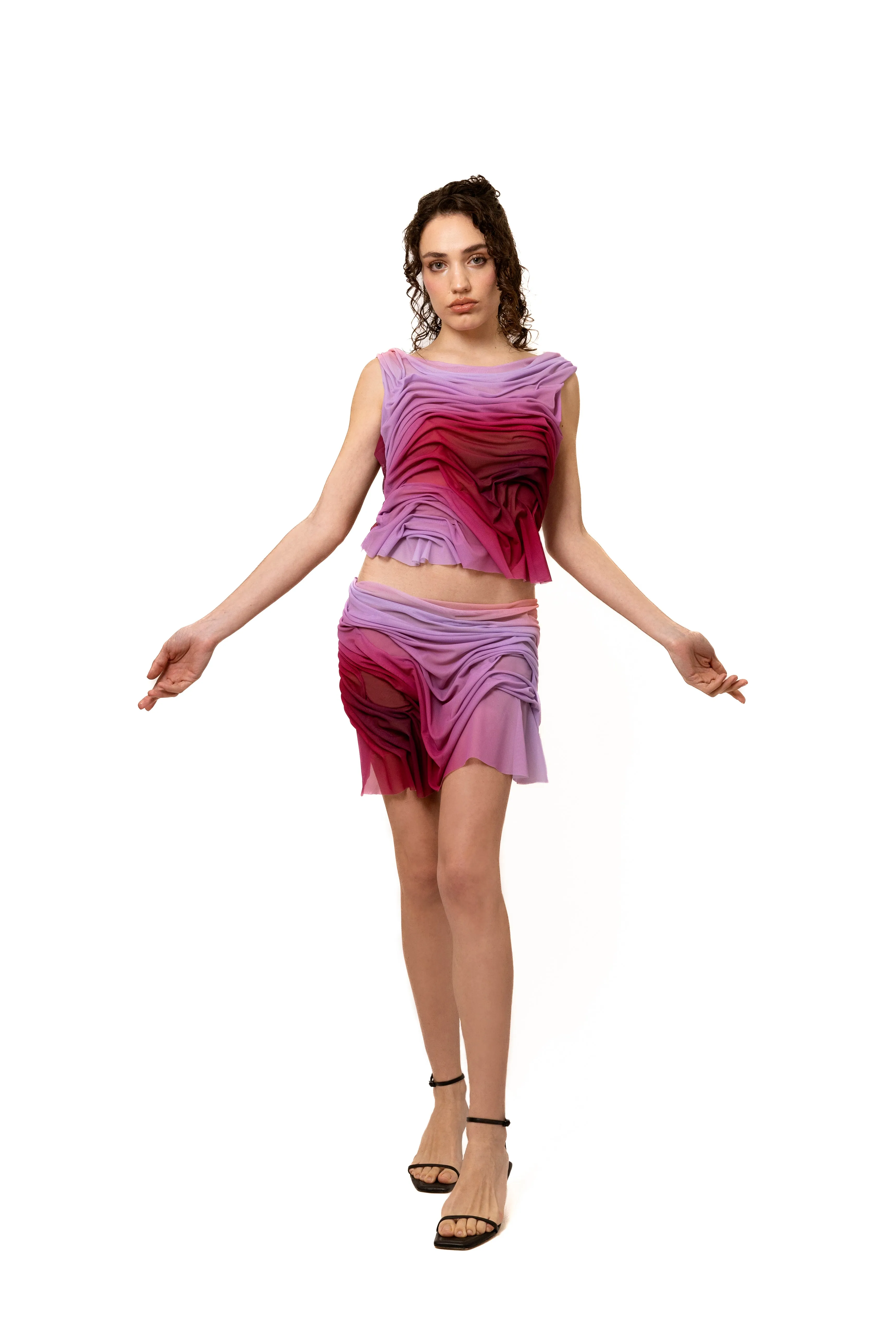 Sunset Gradient Wetlook Mini Skirt sold by Di Petsa