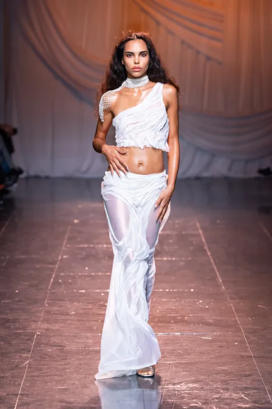 Pearlescent Wetlook Long Skirt sold by Di Petsa