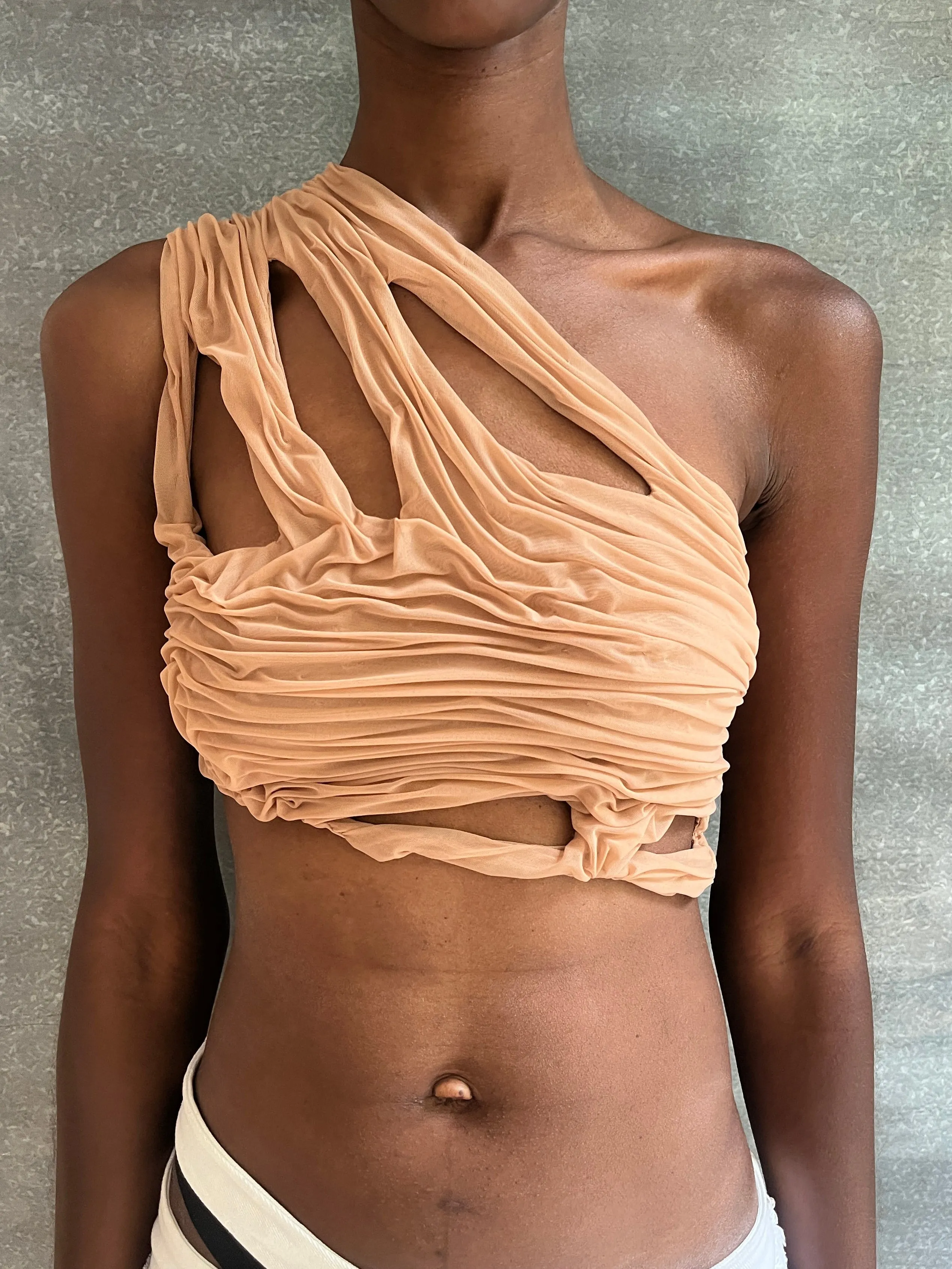 Mother of Pearl Wetlook Crop Top sold by Di Petsa