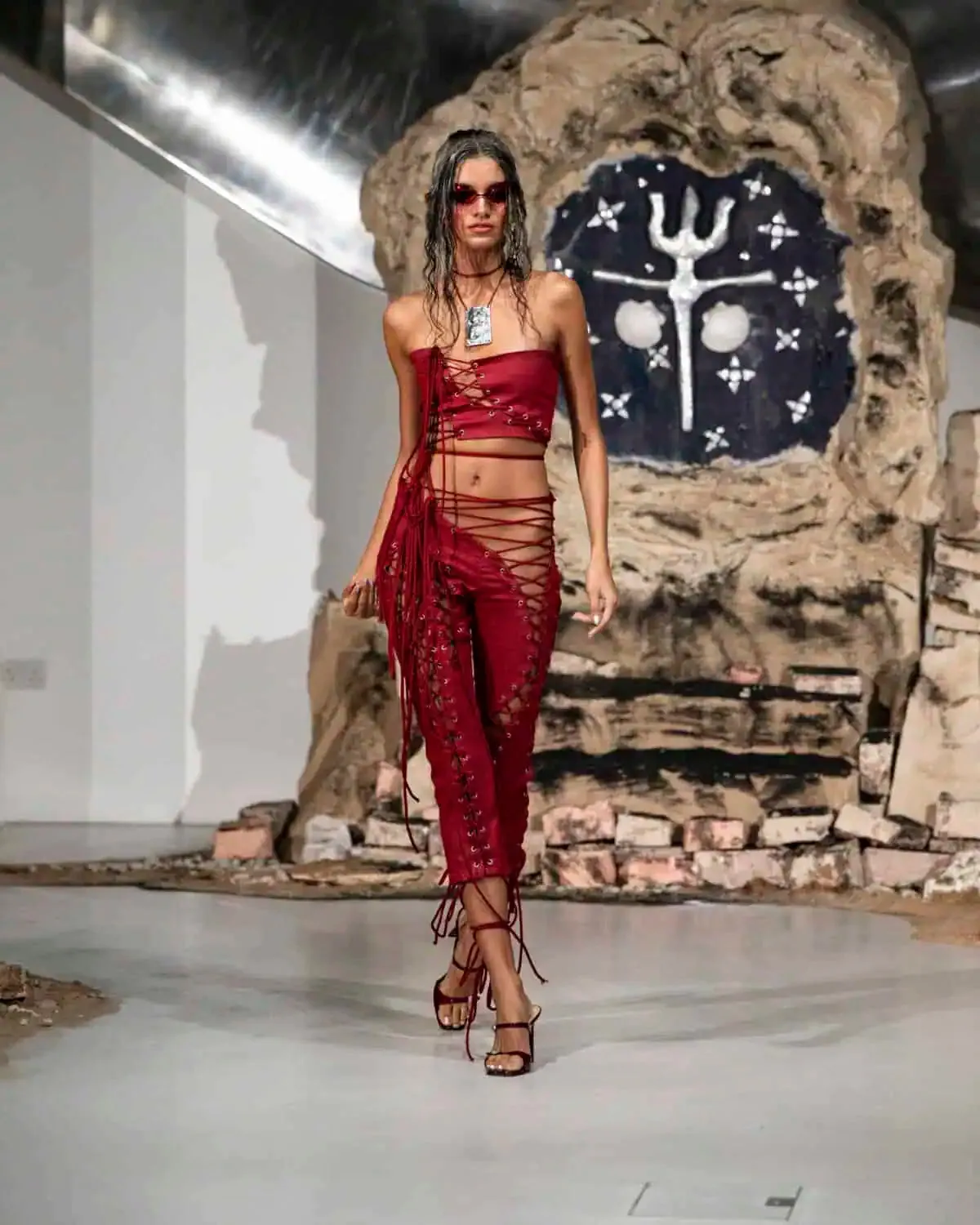 Siren Capri Pants Red sold by Di Petsa