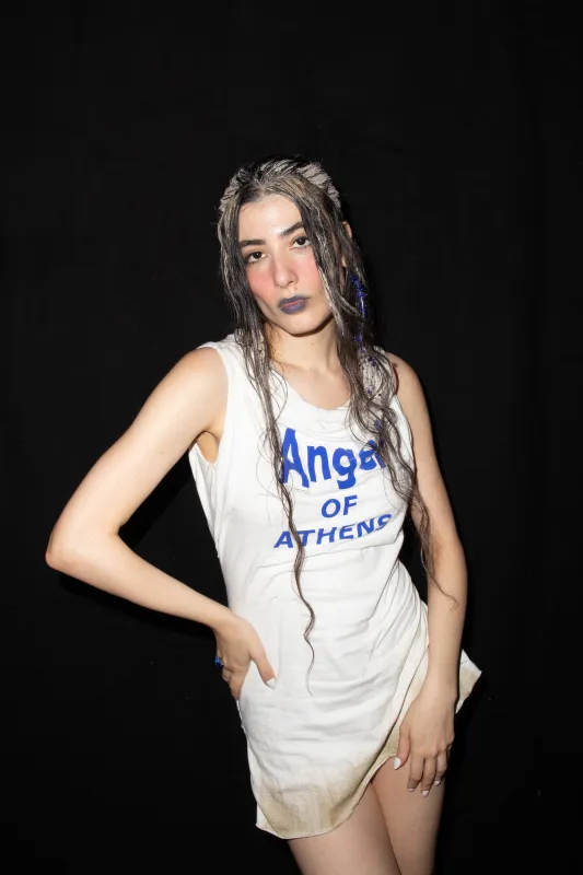 Angel of Athens Draped Mini Dress made by Di Petsa